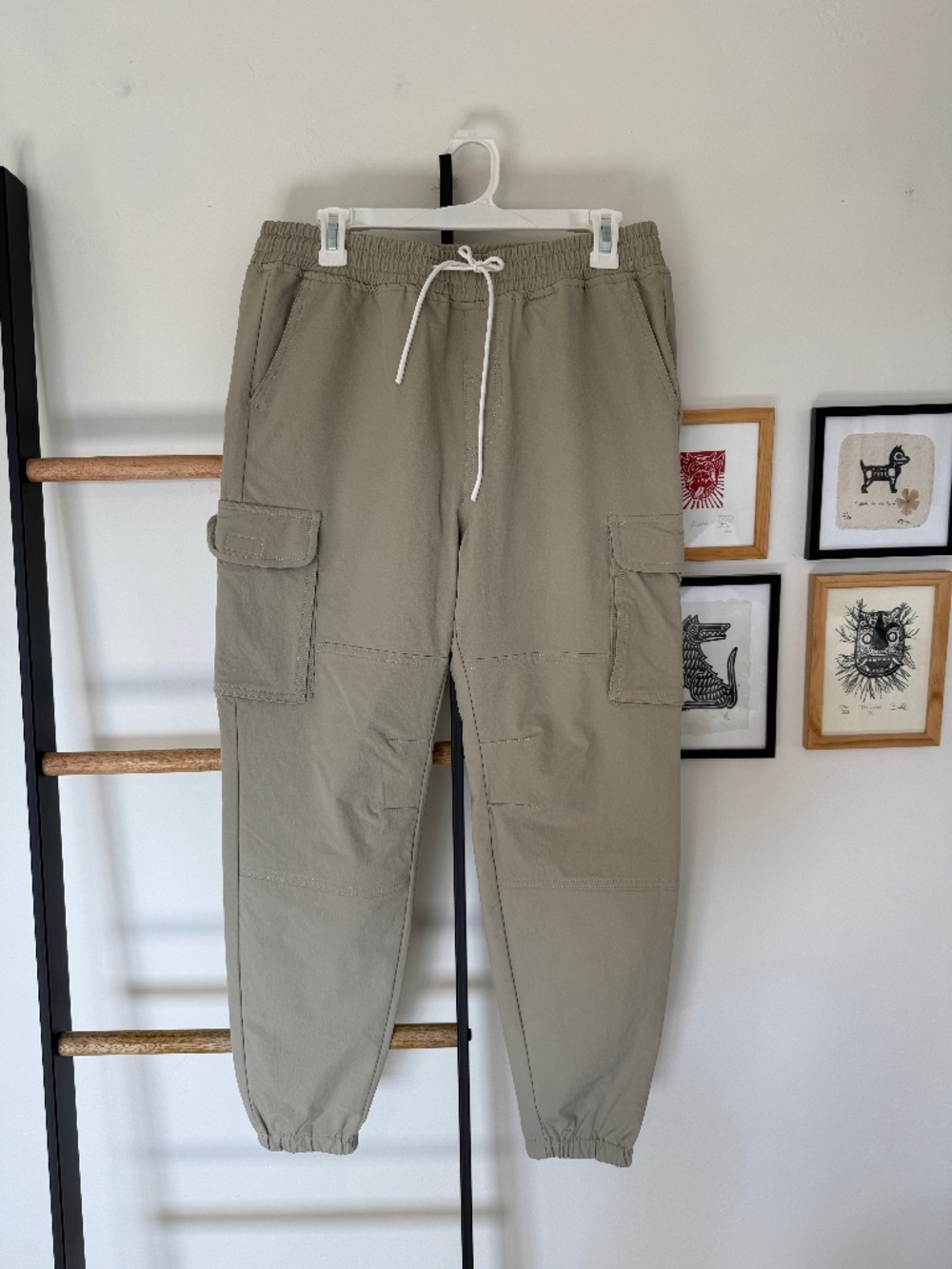 SVRN CODE Cargo Jogger Pants Tan Beige Utility Size Medium